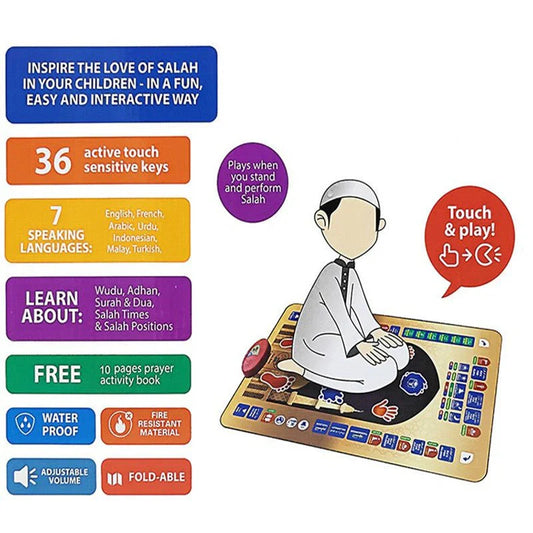 Islamic Educational Prayer Mat for Children – Learn Salah & Duas in a Fun Way
